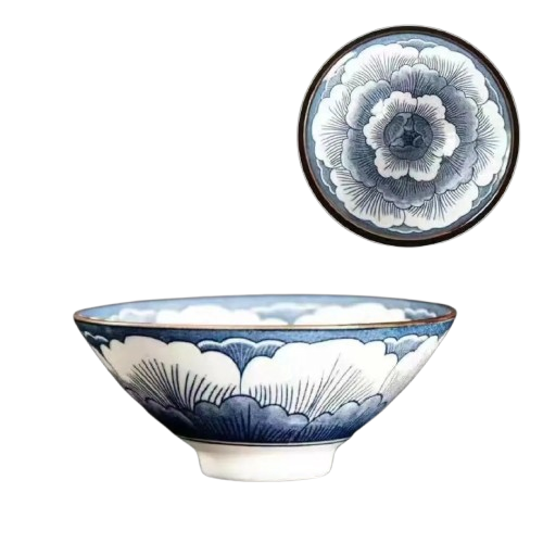 Handmade Blue & White Ceramic Teacup – 70 mL