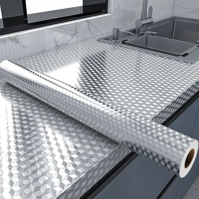 Kitchen Oil Proof Self Adhesive Aluminum Foil Wallpaper Contact Paper