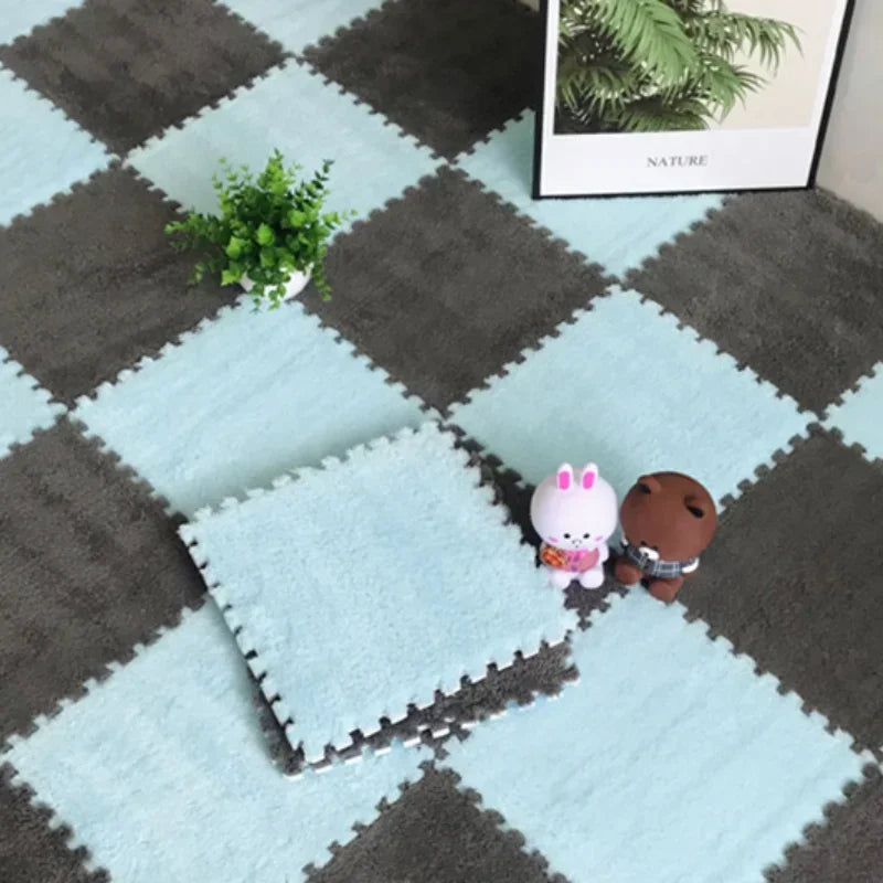 Kids Foam Puzzle Play Mat – Soft Velvet Interlocking Tiles, 30x30cm Each