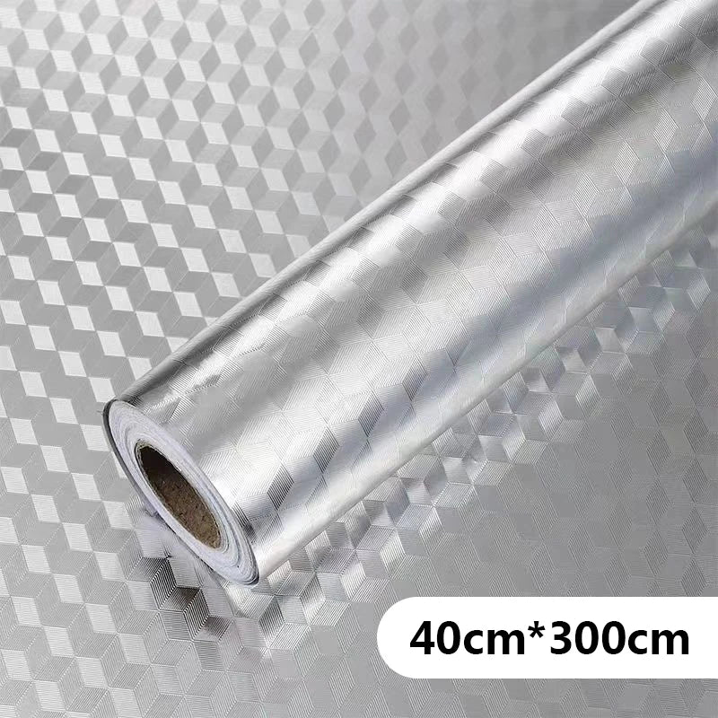 Kitchen Oil Proof Self Adhesive Aluminum Foil Wallpaper Contact Paper