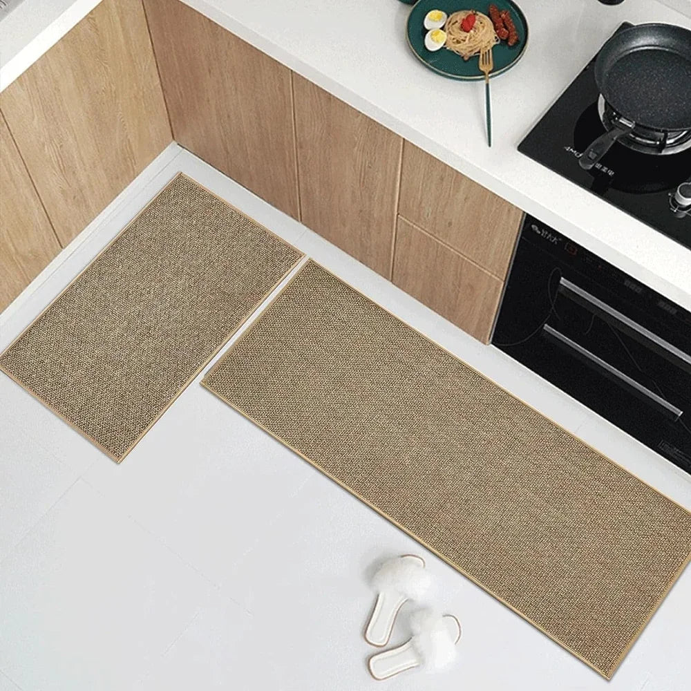 Washable Kitchen Runner Rug – Non-Slip Faux Sisal Mat with Natural Rubber Backing
