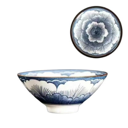 Handmade Blue & White Ceramic Teacup – 70 mL