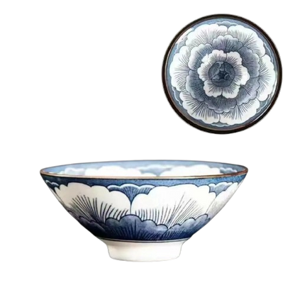 Handmade Blue & White Ceramic Teacup – 70 mL