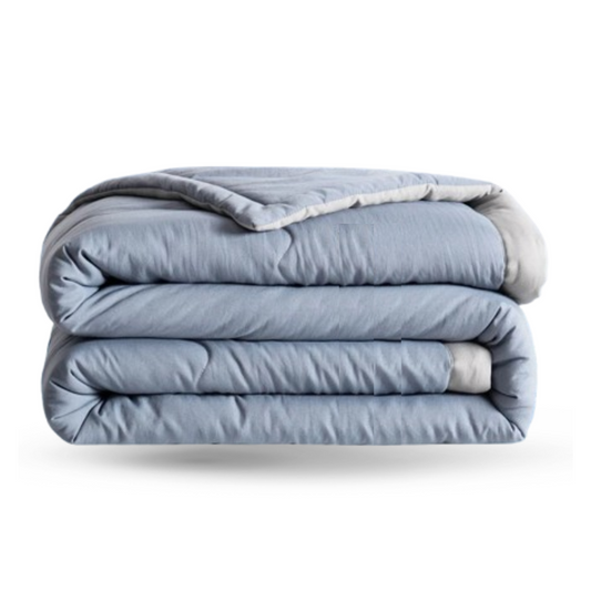 Polyester-Cotton Quilted Duvet – Blue or Gray