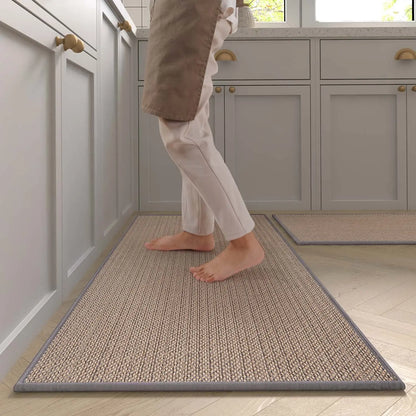 Washable Kitchen Runner Rug – Non-Slip Faux Sisal Mat with Natural Rubber Backing
