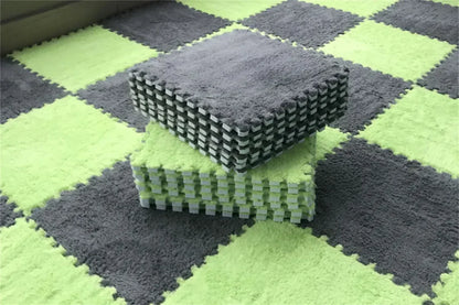 Kids Foam Puzzle Play Mat – Soft Velvet Interlocking Tiles, 30x30cm Each