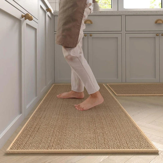 Washable Kitchen Runner Rug – Non-Slip Faux Sisal Mat with Natural Rubber Backing